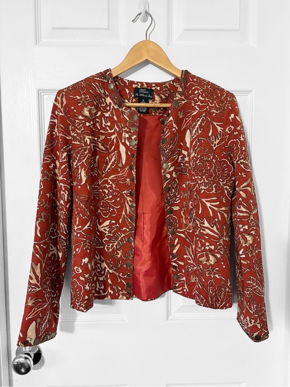 Frenz by Theresa Rens Rare Silk Blend Beaded Floral Blazer Jacket